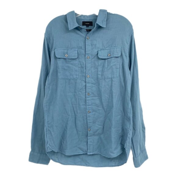 Vince Hockney Blue Double Face Button Down ShirtNew With Tags